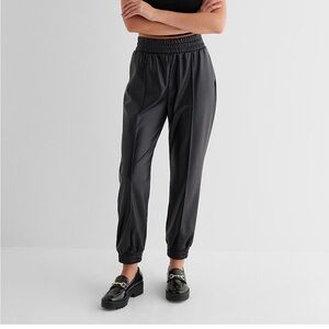 Express High Waisted Faux Leather Seamed Joggers